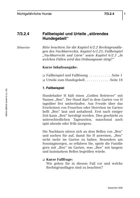 7/3.2.4 Fallbeispiel und Urteile „störendes Hundegebell“