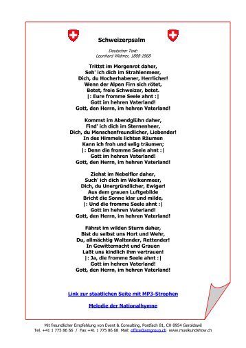 Text der Schweizer Nationalhymne (PDF) - Event & Consulting