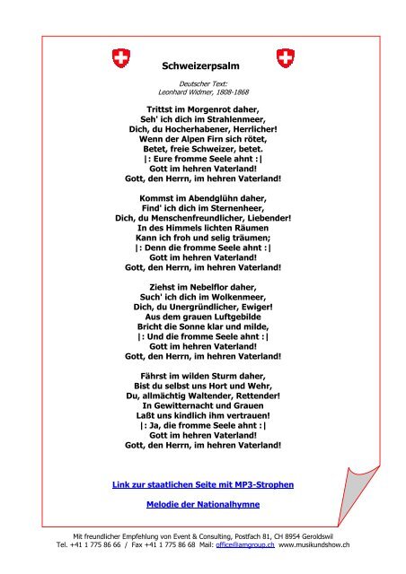 Text der Schweizer Nationalhymne (PDF) - Event & Consulting