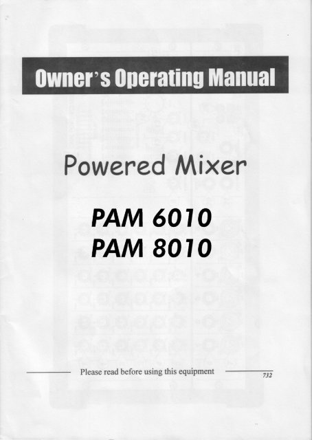 Powered Mixer' PAM 6010 PAM 8010 - Karma