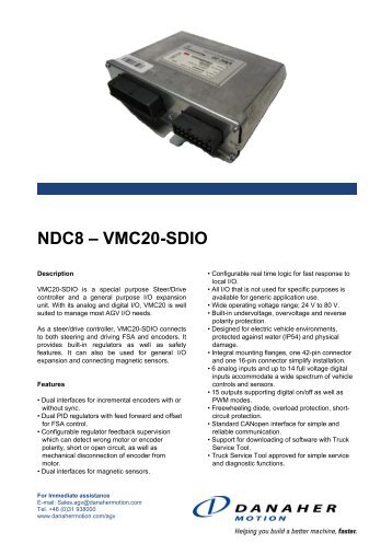 NDC8 – VMC20-SDIO - Danaher Motion