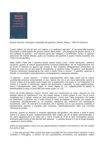 Rosario Assunto, Ontologia e teleologia del giardino ... - ArchigraficA