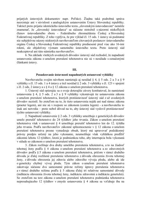 PL. ÃS 12/01 Ä. 1/2007 O UMELOM PRERUÅ ENÃ TEHOTENSTVA 1 ...