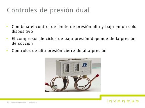 Refrigeración comercial Controles de presión - Invensys Controls