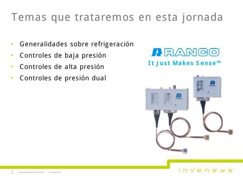 Refrigeración comercial Controles de presión - Invensys Controls