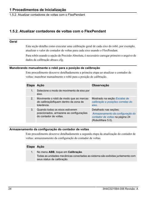 1 Procedimentos de Inicialização