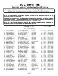 DC 37 Dental Plan Complete List of Participating Panel Dentists