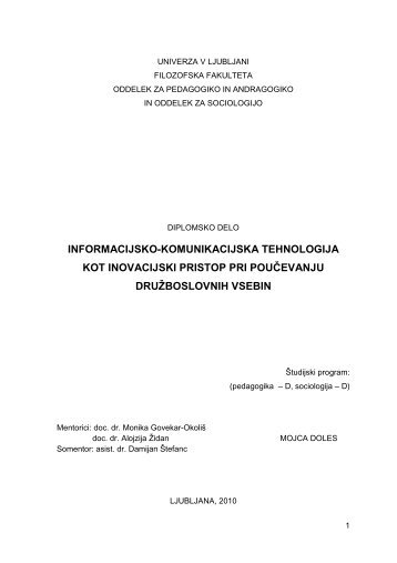 informacijsko-komunikacijska tehnologija kot inovacijski pristop pri ...