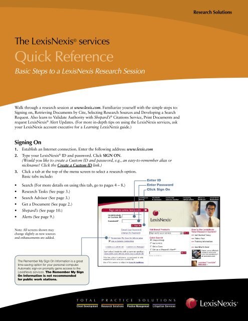 LexisNexis Quick Reference