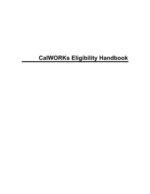 CalWORKs Eligibility Handbook - Human Services Agency of San ...