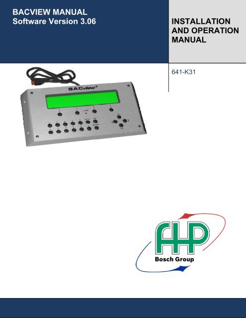 Bacview IOM Software Version 3.06