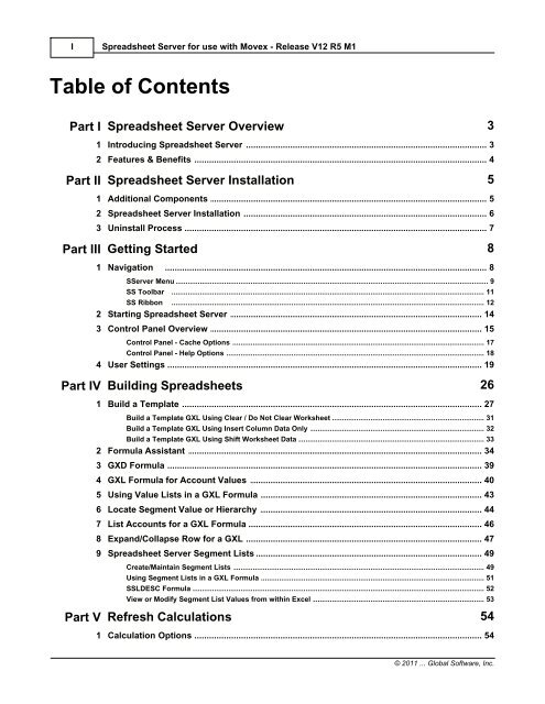 Spreadsheet Server for use with Movex - Global Software, Inc.