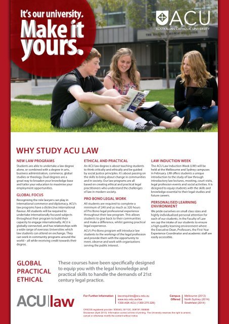 ACU Faculty of Law Brochure