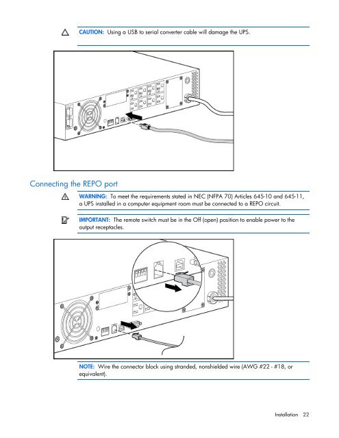 HP R/T2200 UPS User Guide - Business Support Center - Hewlett ...