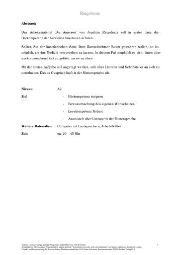 Joachim Ringelnatz – Die Ameisen