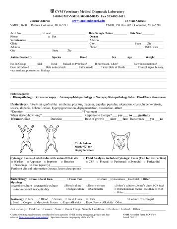 Submission Form - University of Missouri Veterinary Medical ...