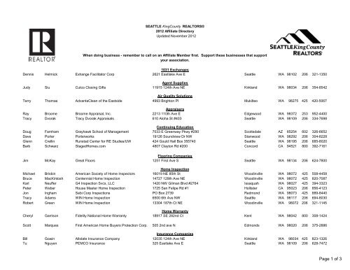 Skcr Affiliate Roster Seattle King County Association Of Realtors