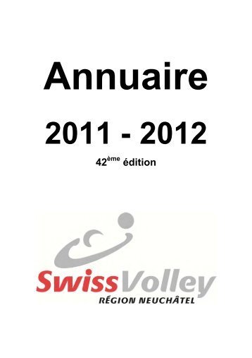 Annuaire 2011 - Swiss Volley RÃ©gion NeuchÃ¢tel