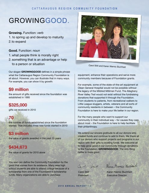 2010 Annual Report - Cattaraugus Region - Community Foundation