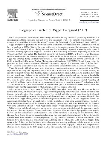 Biographical sketch of Viggo Tvergaard (2007)