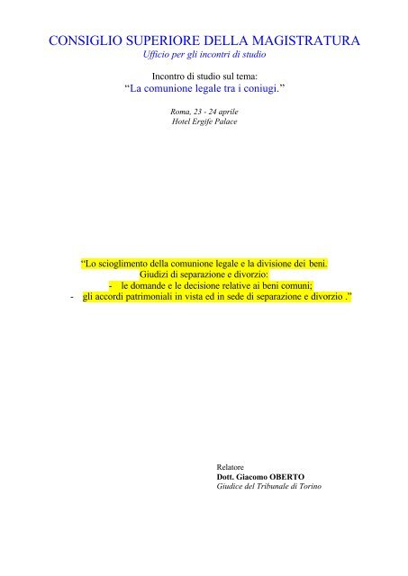 Lo scioglimento della comunione legale e la divisione