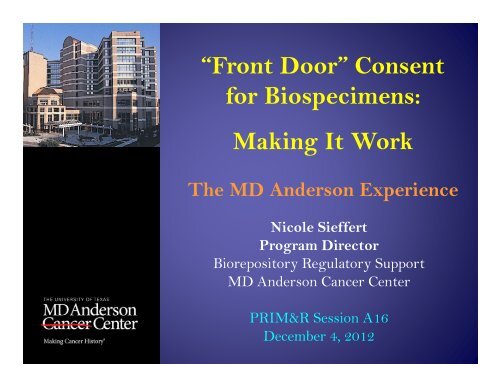 âFront Doorâ Consent - Dana-Farber/Harvard Cancer Center