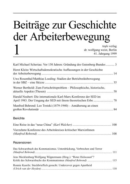 Beiträge zur Geschichte der Arbeiterbewegung Trafo Verlag trotzki_mein_leben