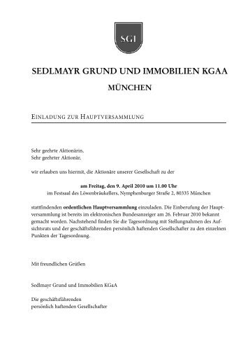 SEDLMAYR GRUND UND IMMOBILIEN KGAA - Sedlmayr-kgaa.de
