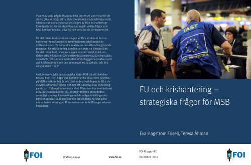 EU och krishantering - Myndigheten fÃ¶r samhÃ¤llsskydd och beredskap