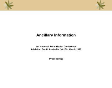 Ancillary Information (5th National Rural Health Conference)