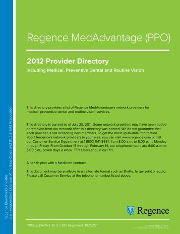 2012 Provider Directory - Regence