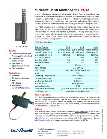 PQ12 Datasheet - Firgelli Technologies