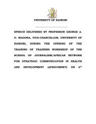 speech delivered by professor george ao magoha, vice-chancellor ...