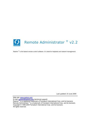 Remote Administrator (Radmin) 2.2 - User Manual ... - Famatech