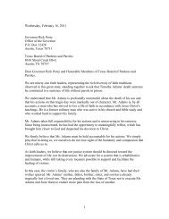 Letter to Texas Board of Pardons and Paroles and Governor Rick ...