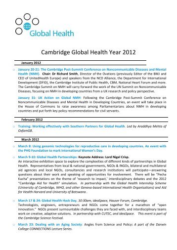 Cambridge Global Health Year 2012 - The Humanitarian Centre