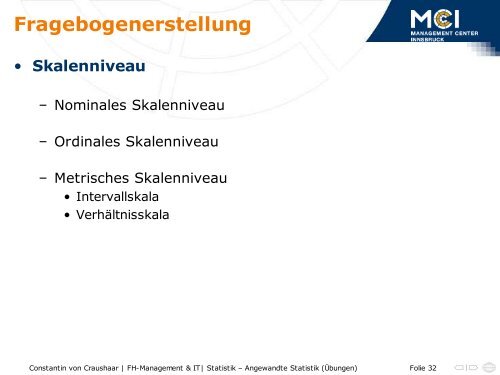 Fragebogenerstellung - Statistik