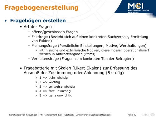 Fragebogenerstellung - Statistik