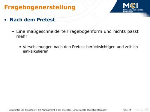 Fragebogenerstellung - Statistik