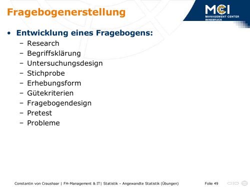 Fragebogenerstellung - Statistik