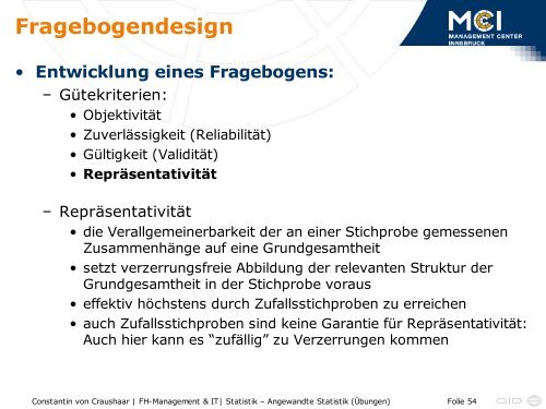 Fragebogenerstellung - Statistik