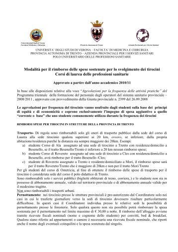 Modalit per il rimborso delle spese sostenute per lo svolgimento dei ...
