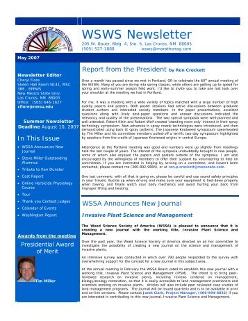 WSWS Newsletter - Western Society of Weed Science