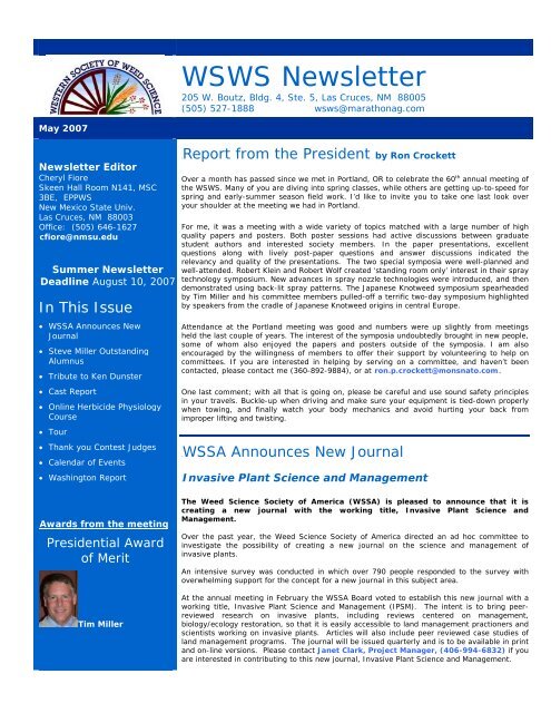 WSWS Newsletter - Western Society of Weed Science