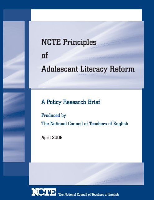 NCTE Principles of Adolescent Literacy Reform - National Council of ...