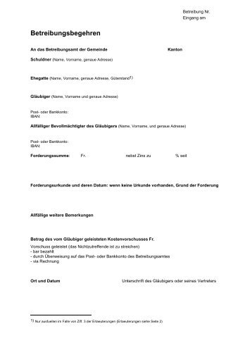 Betreibungsbegehren Magazine