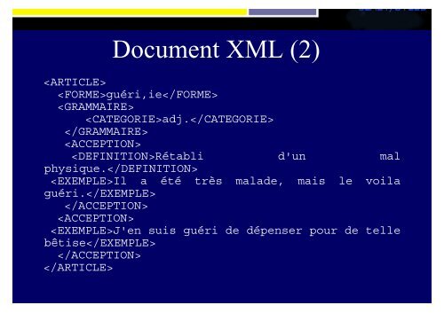 SLIDES XML - Accueil