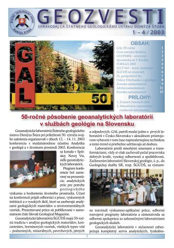 Geozvesti Å GÃDÅ  2003 - Å tÃ¡tny geologickÃ½ Ãºstav DionÃ½za Å tÃºra