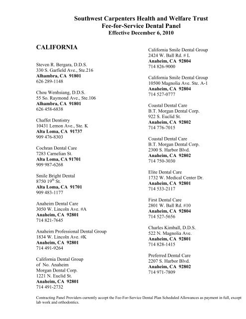 Southwest Carpenters Health Welfare Trust Ca Picture Of Carpenter