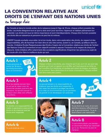 La Convention relative aux droits de l'enfant des ... - UNICEF Canada